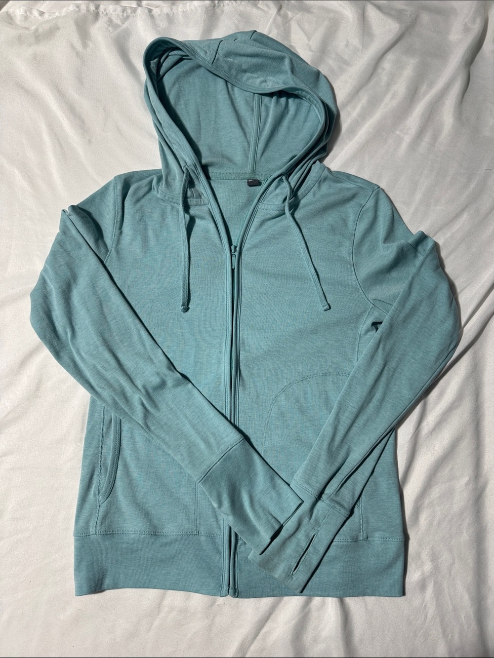 Uniqlo Teal Zip Up Hoodie Lightweight Athleisure Activewear Casual Layer M Cozy